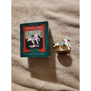 HALLMARK KEEPSAKE Carousel Horse 1989 "SNOW" Animal Ornament in‎ Original Box